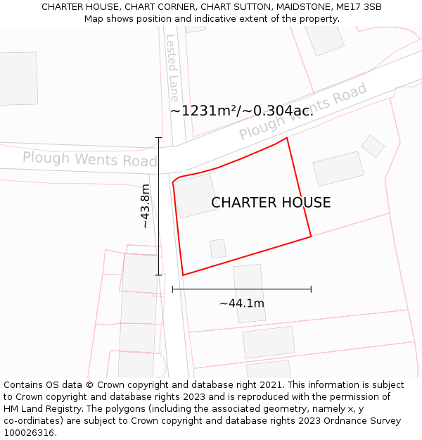 CHARTER HOUSE, CHART CORNER, CHART SUTTON, MAIDSTONE, ME17 3SB: Plot and title map