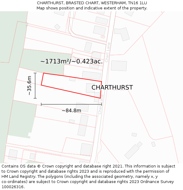 CHARTHURST, BRASTED CHART, WESTERHAM, TN16 1LU: Plot and title map