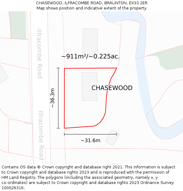 CHASEWOOD, ILFRACOMBE ROAD, BRAUNTON, EX33 2ER: Plot and title map