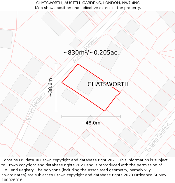 CHATSWORTH, AUSTELL GARDENS, LONDON, NW7 4NS: Plot and title map