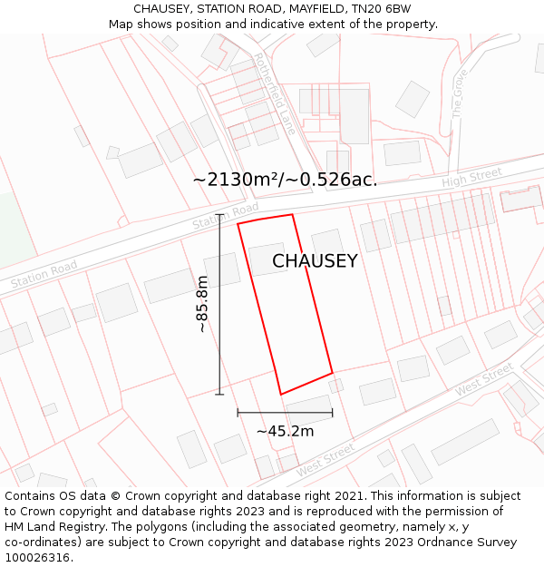 CHAUSEY, STATION ROAD, MAYFIELD, TN20 6BW: Plot and title map