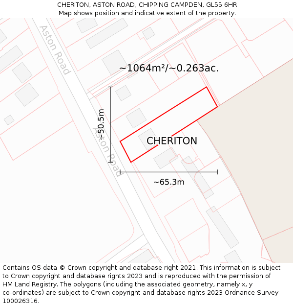 CHERITON, ASTON ROAD, CHIPPING CAMPDEN, GL55 6HR: Plot and title map