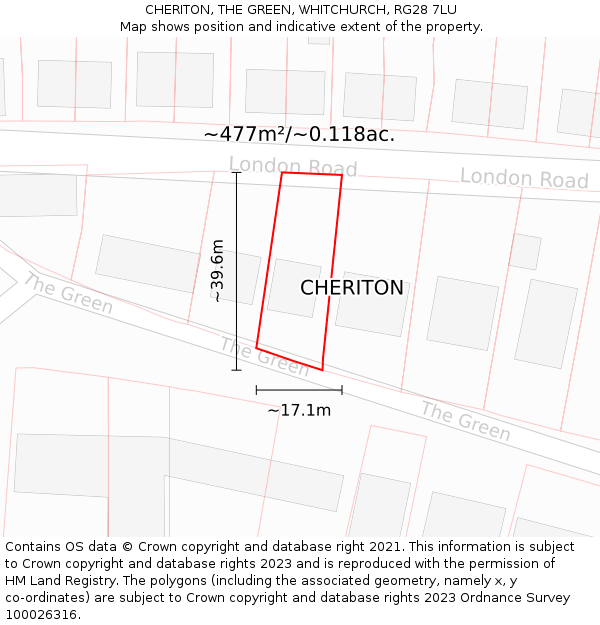 CHERITON, THE GREEN, WHITCHURCH, RG28 7LU: Plot and title map