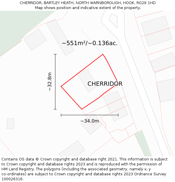 CHERRIDOR, BARTLEY HEATH, NORTH WARNBOROUGH, HOOK, RG29 1HD: Plot and title map