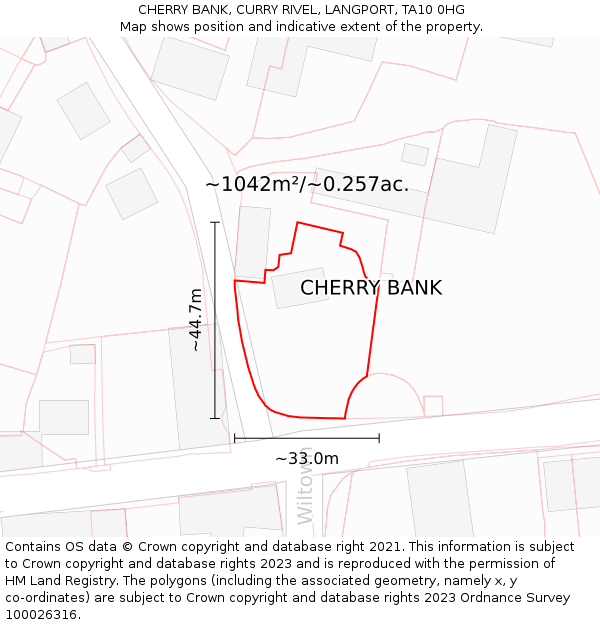 CHERRY BANK, CURRY RIVEL, LANGPORT, TA10 0HG: Plot and title map