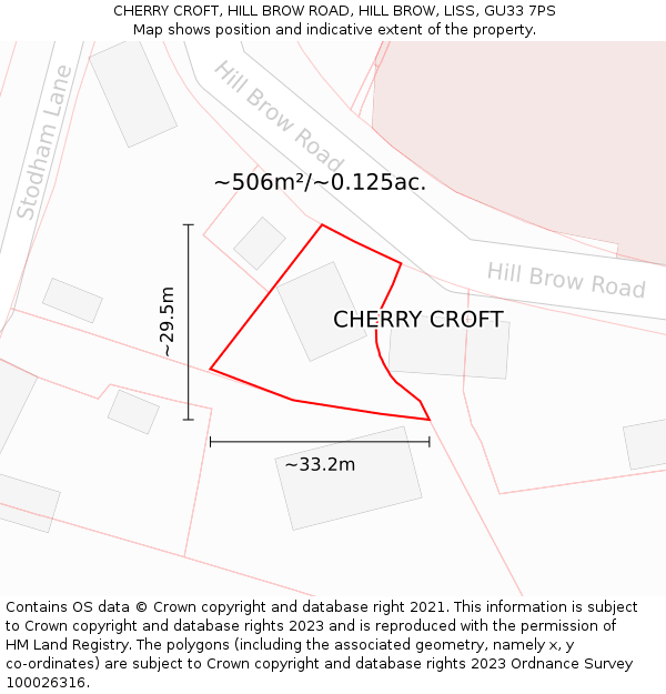 CHERRY CROFT, HILL BROW ROAD, HILL BROW, LISS, GU33 7PS: Plot and title map