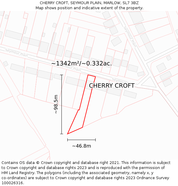 CHERRY CROFT, SEYMOUR PLAIN, MARLOW, SL7 3BZ: Plot and title map