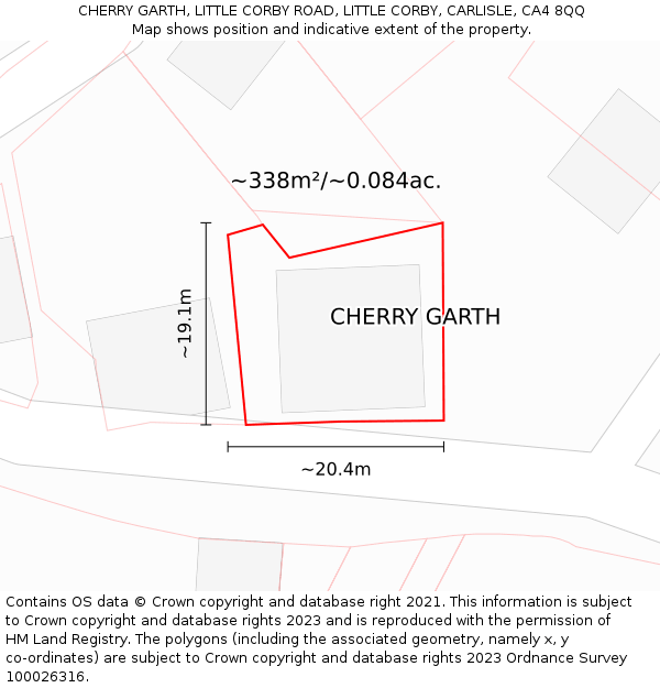 CHERRY GARTH, LITTLE CORBY ROAD, LITTLE CORBY, CARLISLE, CA4 8QQ: Plot and title map