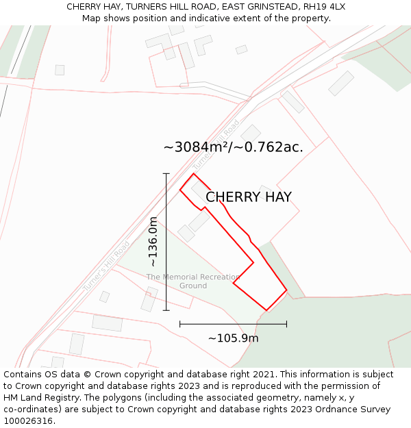 CHERRY HAY, TURNERS HILL ROAD, EAST GRINSTEAD, RH19 4LX: Plot and title map