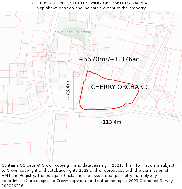 CHERRY ORCHARD, SOUTH NEWINGTON, BANBURY, OX15 4JH: Plot and title map