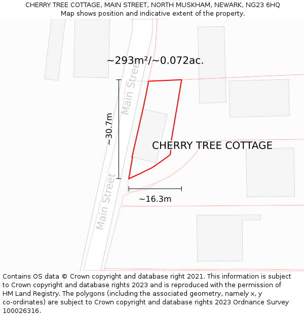 CHERRY TREE COTTAGE, MAIN STREET, NORTH MUSKHAM, NEWARK, NG23 6HQ: Plot and title map