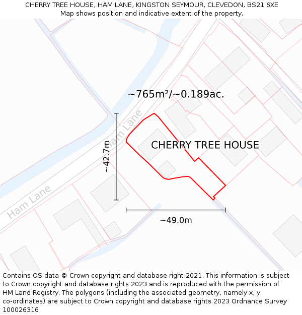 CHERRY TREE HOUSE, HAM LANE, KINGSTON SEYMOUR, CLEVEDON, BS21 6XE: Plot and title map