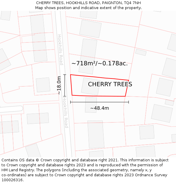 CHERRY TREES, HOOKHILLS ROAD, PAIGNTON, TQ4 7NH: Plot and title map
