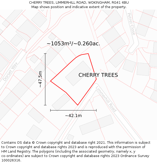 CHERRY TREES, LIMMERHILL ROAD, WOKINGHAM, RG41 4BU: Plot and title map