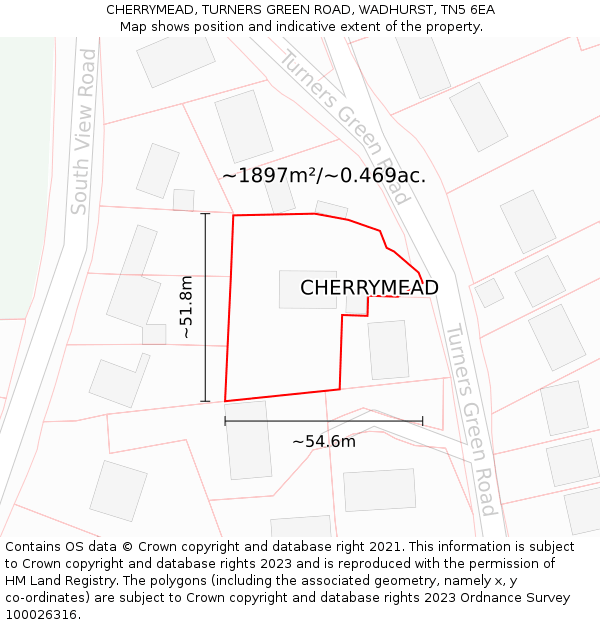 CHERRYMEAD, TURNERS GREEN ROAD, WADHURST, TN5 6EA: Plot and title map