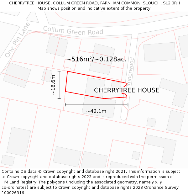 CHERRYTREE HOUSE, COLLUM GREEN ROAD, FARNHAM COMMON, SLOUGH, SL2 3RH: Plot and title map