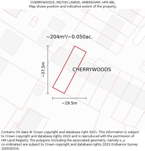 CHERRYWOODS, MILTON LAWNS, AMERSHAM, HP6 6BL: Plot and title map
