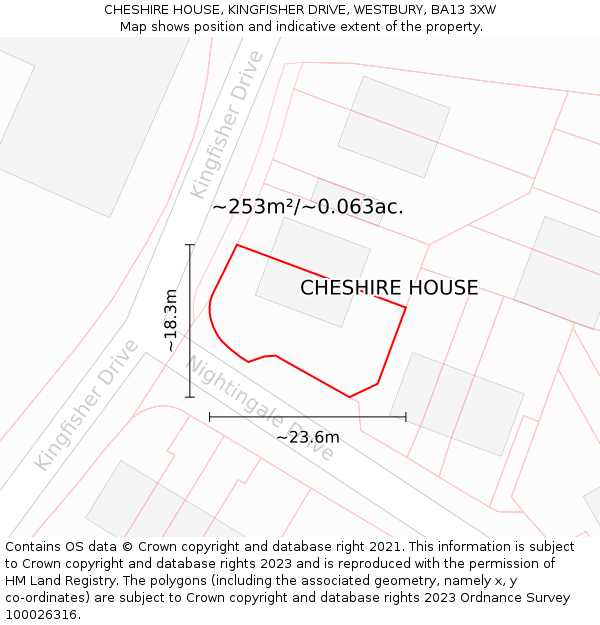 CHESHIRE HOUSE, KINGFISHER DRIVE, WESTBURY, BA13 3XW: Plot and title map