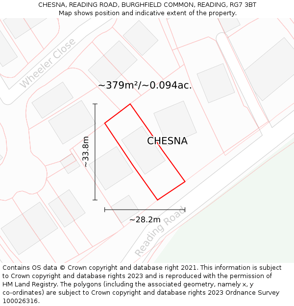 CHESNA, READING ROAD, BURGHFIELD COMMON, READING, RG7 3BT: Plot and title map