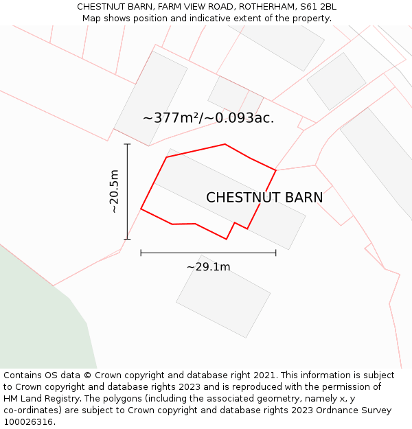 CHESTNUT BARN, FARM VIEW ROAD, ROTHERHAM, S61 2BL: Plot and title map