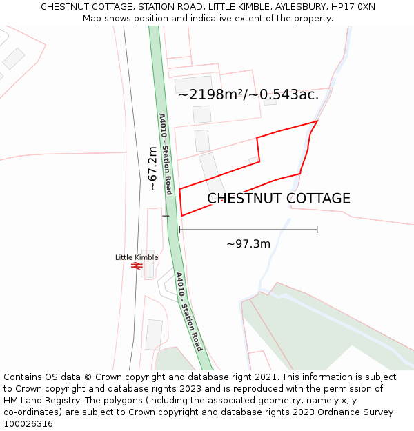 CHESTNUT COTTAGE, STATION ROAD, LITTLE KIMBLE, AYLESBURY, HP17 0XN: Plot and title map