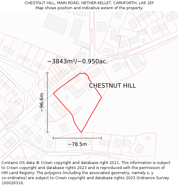 CHESTNUT HILL, MAIN ROAD, NETHER KELLET, CARNFORTH, LA6 1EF: Plot and title map