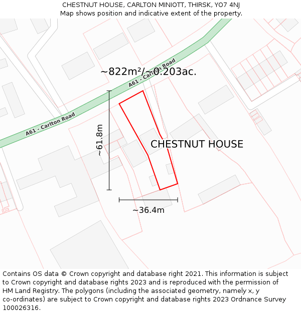 CHESTNUT HOUSE, CARLTON MINIOTT, THIRSK, YO7 4NJ: Plot and title map