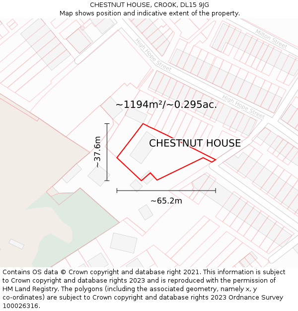 CHESTNUT HOUSE, CROOK, DL15 9JG: Plot and title map