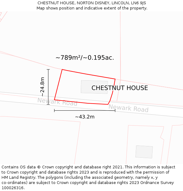 CHESTNUT HOUSE, NORTON DISNEY, LINCOLN, LN6 9JS: Plot and title map