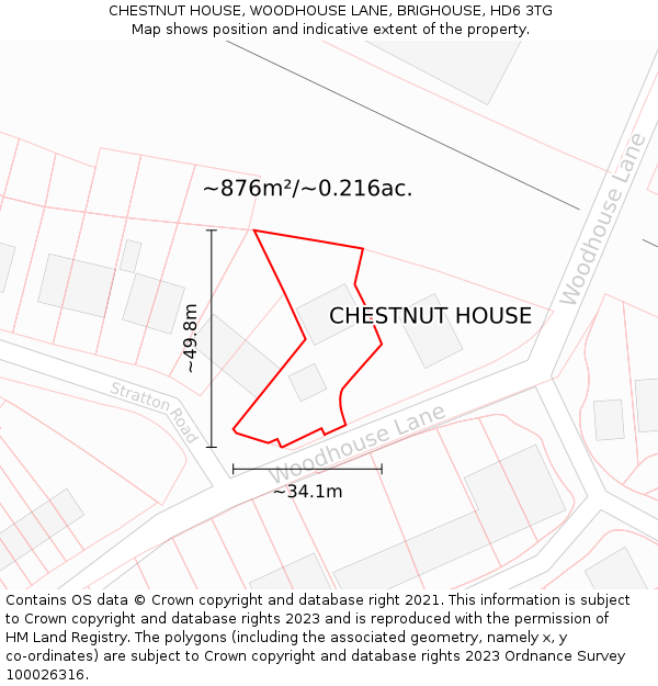 CHESTNUT HOUSE, WOODHOUSE LANE, BRIGHOUSE, HD6 3TG: Plot and title map