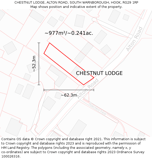 CHESTNUT LODGE, ALTON ROAD, SOUTH WARNBOROUGH, HOOK, RG29 1RP: Plot and title map