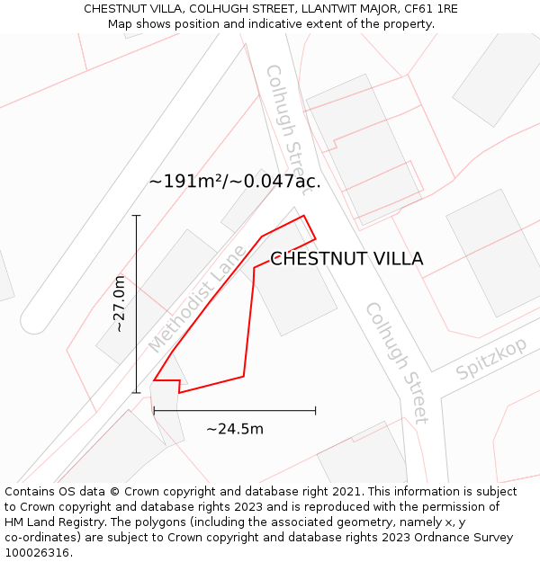 CHESTNUT VILLA, COLHUGH STREET, LLANTWIT MAJOR, CF61 1RE: Plot and title map