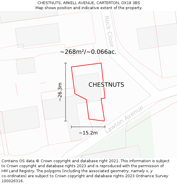 CHESTNUTS, ARKELL AVENUE, CARTERTON, OX18 3BS: Plot and title map