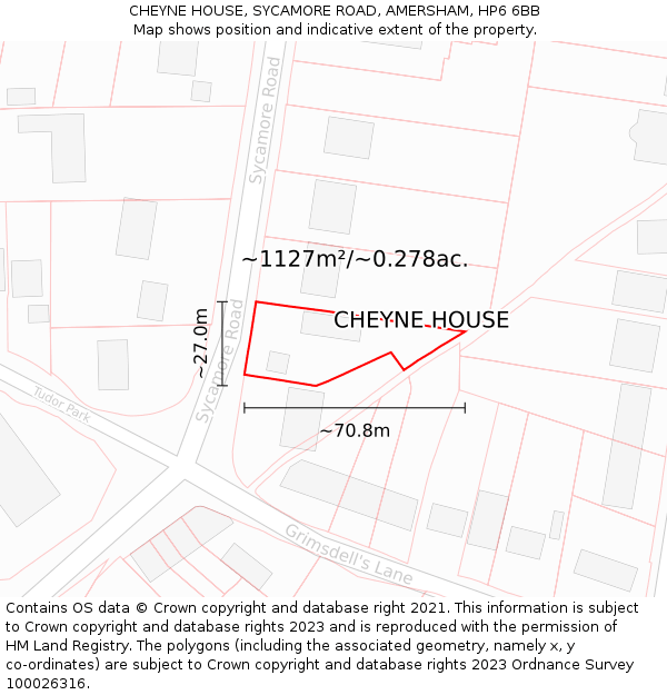 CHEYNE HOUSE, SYCAMORE ROAD, AMERSHAM, HP6 6BB: Plot and title map