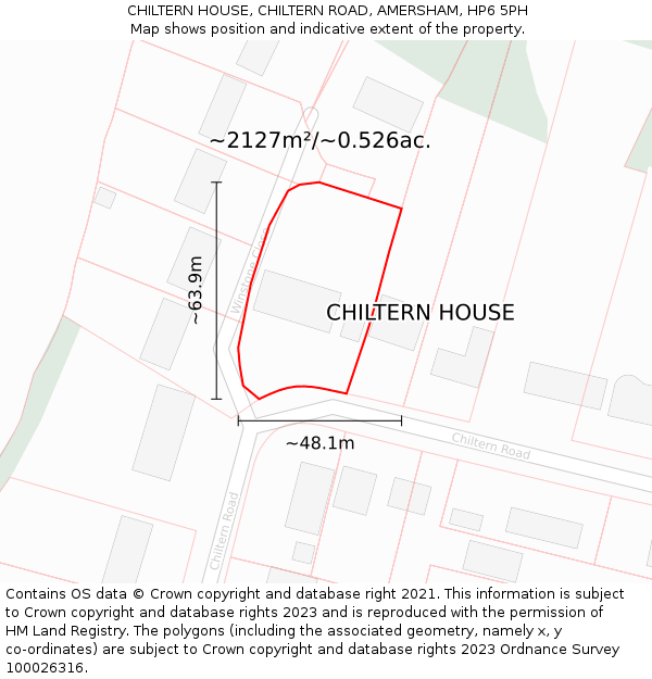 CHILTERN HOUSE, CHILTERN ROAD, AMERSHAM, HP6 5PH: Plot and title map