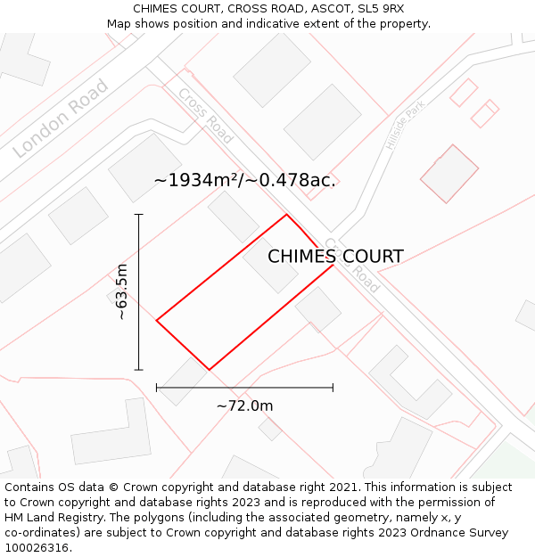 CHIMES COURT, CROSS ROAD, ASCOT, SL5 9RX: Plot and title map