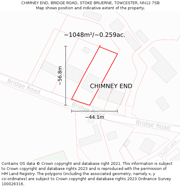 CHIMNEY END, BRIDGE ROAD, STOKE BRUERNE, TOWCESTER, NN12 7SB: Plot and title map