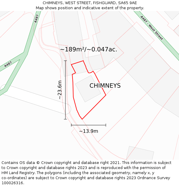 CHIMNEYS, WEST STREET, FISHGUARD, SA65 9AE: Plot and title map