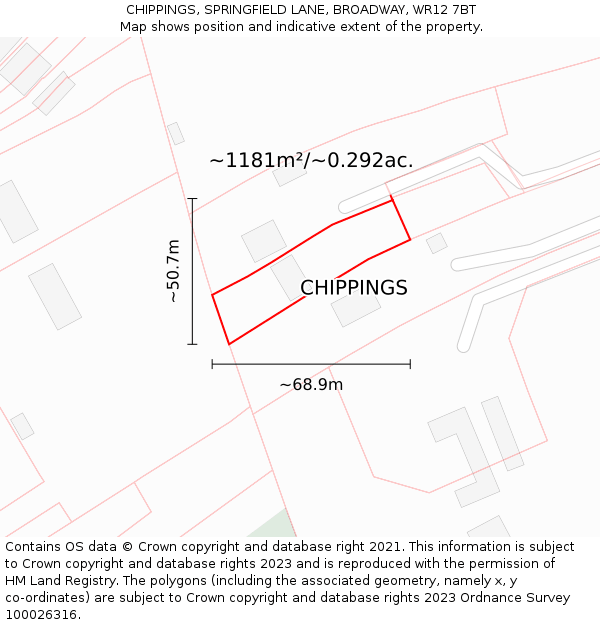 CHIPPINGS, SPRINGFIELD LANE, BROADWAY, WR12 7BT: Plot and title map