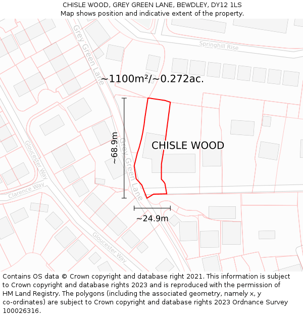 CHISLE WOOD, GREY GREEN LANE, BEWDLEY, DY12 1LS: Plot and title map