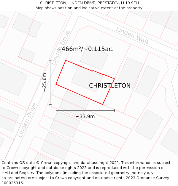 CHRISTLETON, LINDEN DRIVE, PRESTATYN, LL19 9EH: Plot and title map