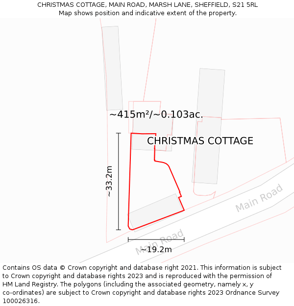 CHRISTMAS COTTAGE, MAIN ROAD, MARSH LANE, SHEFFIELD, S21 5RL: Plot and title map