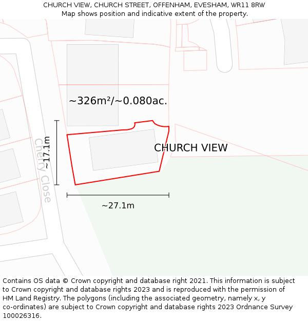 CHURCH VIEW, CHURCH STREET, OFFENHAM, EVESHAM, WR11 8RW: Plot and title map