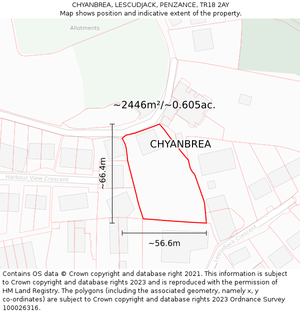 CHYANBREA, LESCUDJACK, PENZANCE, TR18 2AY: Plot and title map