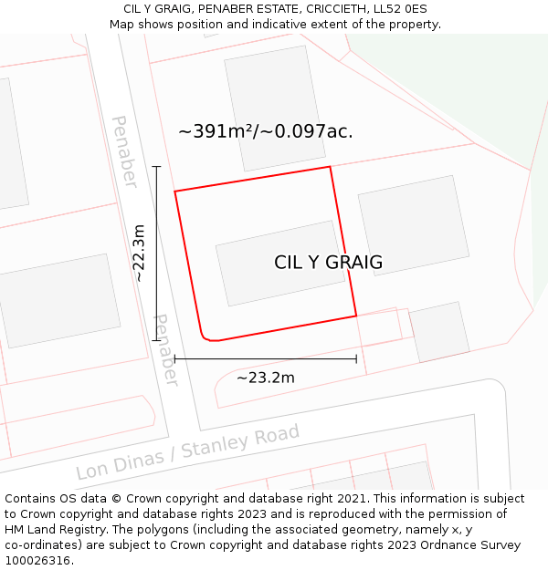 CIL Y GRAIG, PENABER ESTATE, CRICCIETH, LL52 0ES: Plot and title map