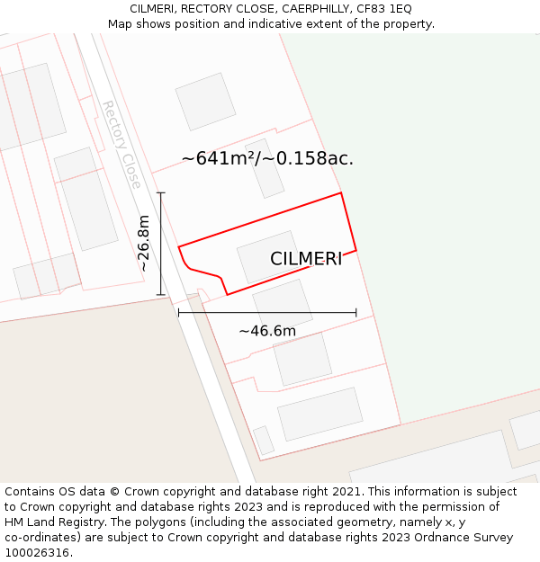 CILMERI, RECTORY CLOSE, CAERPHILLY, CF83 1EQ: Plot and title map
