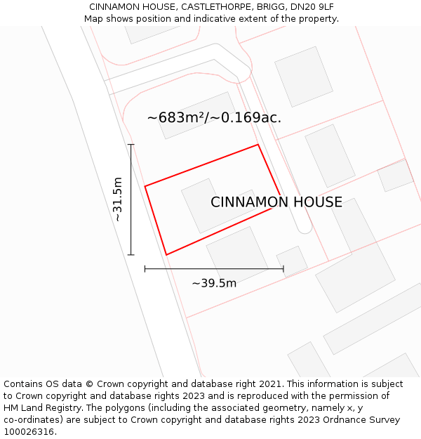 CINNAMON HOUSE, CASTLETHORPE, BRIGG, DN20 9LF: Plot and title map