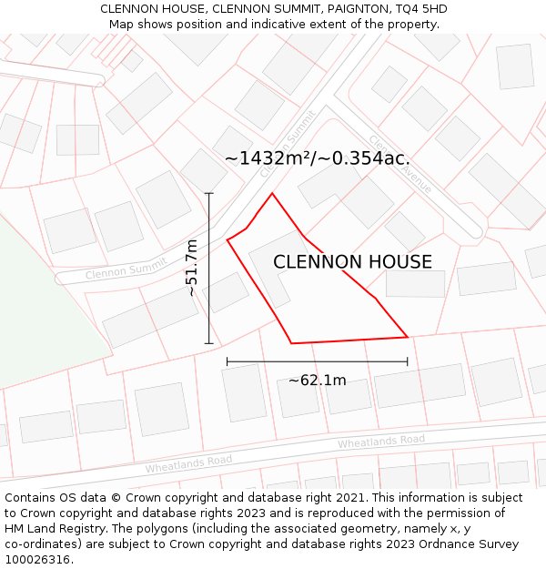 CLENNON HOUSE, CLENNON SUMMIT, PAIGNTON, TQ4 5HD: Plot and title map