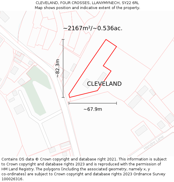 CLEVELAND, FOUR CROSSES, LLANYMYNECH, SY22 6RL: Plot and title map