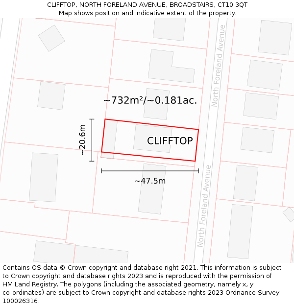 CLIFFTOP, NORTH FORELAND AVENUE, BROADSTAIRS, CT10 3QT: Plot and title map
